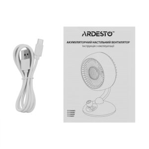 ARDESTO Stalinis ventiliatorius FT-F3600Y, 12 cm, įkraunamas, su apšvietimu, USB-A Type-C, geltonas - Image 6