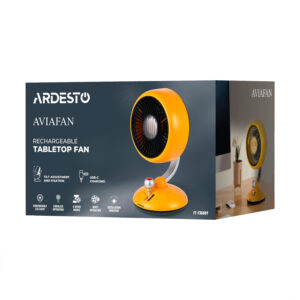 ARDESTO Stalinis ventiliatorius FT-F3600Y, 12 cm, įkraunamas, su apšvietimu, USB-A Type-C, geltonas - Image 3