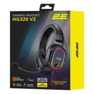 2E Gaming Žaidimų ausinės 2E GAMING HG320 V2, 7.1, USB-A, RGB, 2m, juodos - Image 6