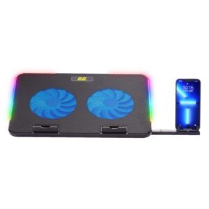 2E Gaming 2E GAMING nešiojamojo kompiuterio stovas CPG-001 V2, iki 15.6", 2xUSB-A, telefono laikiklis, RGB, juodas - Image 2