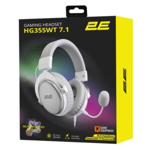 2E Gaming ausinės HG355, 7.1, mini-jack/dual 3.5mm/USB-A, 1.5/1.5/0.2m, baltos - Image 9