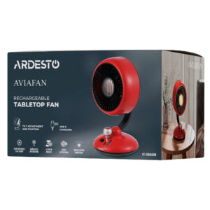 ARDESTO Stalo ventiliatorius AviaFan FT-F3600RD, 12 cm, įkraunamas, su apšvietimu, USB-A Type-C, raudonas - Image 6