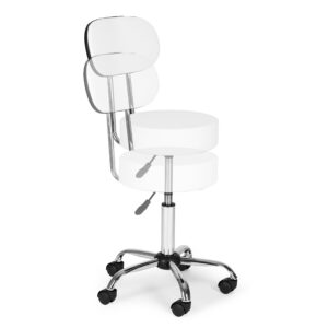 Besisukanti kėdė su atlošu, kosmetologinė, medicininė, reguliuojamo aukščio, balta, ModernHome - Image 7