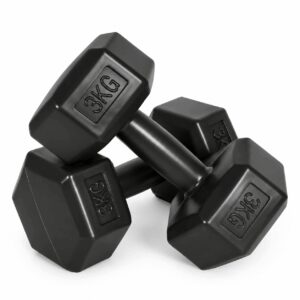 Šešiakampių hantelių rinkinys 2x3 kg mankštos svoriai fitneso hanteliai juodi movepro - Image 7