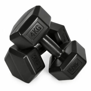 Šešiakampių hantelių rinkinys 2x4 kg treniruočių svoriai fitneso svoriai juodi MOVEPRO - Image 7