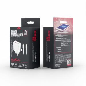 Maxlife MXTC-09-65ACC PD QC įkroviklis 2x USB-C 1x USB 65W baltas + USB-C – USB-C laidas 2.0m 100W - Image 2