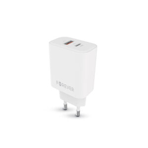 Forever TC-09-33AC GaN PD QC įkroviklis 1x USB-C 1x USB 33W baltas