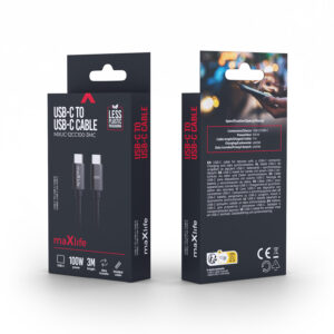 Maxlife MXUC-12 laidas USB-C - USB-C 3,0 m 100W juodas - Image 2