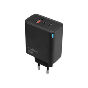 Maxlife MXTC-09-65ACC GaN PD QC įkroviklis 2x USB-C 1x USB 65W juodas