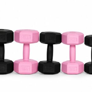 Šešiakampių hantelių rinkinys 2x5 kg treniruočių svoriai fitneso svoriai juodi MOVEPRO - Image 8