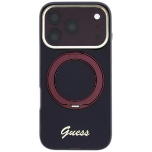 Guess IML Ring Stand 360 Script Metal Logo MagSafe dėklas, skirtas iPhone 18 Pro Max / 17 Pro Max, bordo spalvos - Image 3