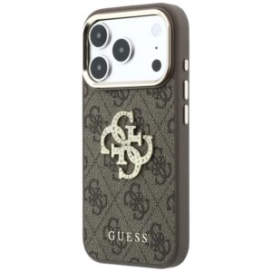 Guess 4G & Big Strass Logo dėklas, skirtas Iphone 18 Pro Max / 17 Pro Max, rudas - Image 2