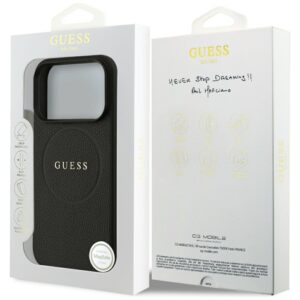 Guess Grained Gold Ring MagSafe dėklas, skirtas Iphone 18 Pro / 17 Pro, juodas - Image 8