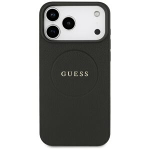 Guess Grained Gold Ring MagSafe dėklas, skirtas iPhone 18 Pro Max / 17 Pro Max, juodas - Image 3