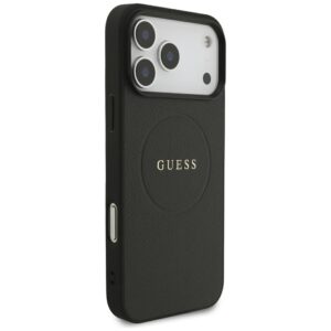 Guess Grained Gold Ring MagSafe dėklas, skirtas iPhone 18 Pro Max / 17 Pro Max, juodas - Image 4