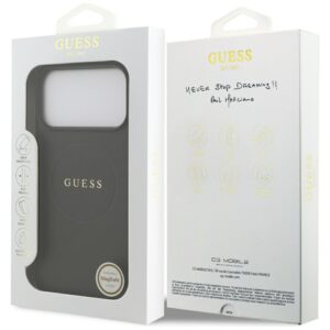Guess Grained Gold Ring MagSafe dėklas, skirtas iPhone 18 Pro Max / 17 Pro Max, juodas - Image 8