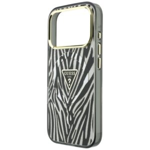 Guess IML Zebra Glitter Triangle Logo MagSafe dėklas, skirtas Iphone 18 Pro / 17 Pro, sidabrinis - Image 6