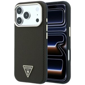 Guess Kevlar Triangle Logo MagSafe dėklas, skirtas Iphone 18 Pro Max / 17 Pro Max, rudas