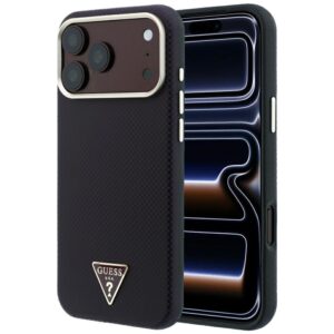 Guess Kevlar Triangle Logo MagSafe dėklas, skirtas Iphone 18 Pro Max / 17 Pro Max, bordo spalvos
