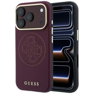 Guess Perforated 4G Gold Logo Magsafe dėklas, skirtas Iphone 18 Pro Max / 17 Pro Max, bordo spalvos - Image 1