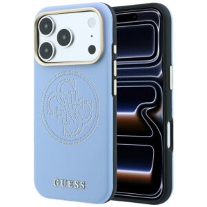 Guess Perforated 4G Gold Logo Magsafe dėklas, skirtas Iphone 18 Pro Max / 17 Pro Max, mėlynas