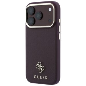 Guess Saffiano Small 4G & Classic Logo MagSafe dėklas, skirtas Iphone 18 Pro / 17 Pro, bordo spalvos - Image 2