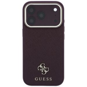 Guess Saffiano Small 4G & Classic Logo MagSafe dėklas, skirtas Iphone 18 Pro / 17 Pro, bordo spalvos - Image 3