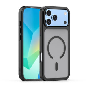Mag Matt dėklas, skirtas iPhone 17 Pro 6,3" / iPhone 18 Pro 6,3" juodas, didelė anga