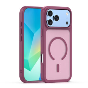 Mag Matt dėklas, skirtas iPhone 17 Pro 6,3" / iPhone 18 Pro 6,3" bordo spalvos, su didele anga
