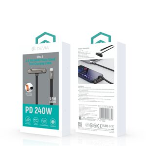 Devia Ultra6 USB-C į USB-C laidas 1.5m 240W su stovu - Image 4