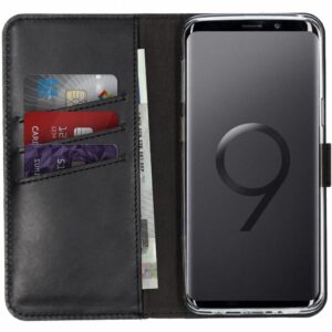 Selencia natūralios odos atverčiamas dėklas, skirtas Samsung Galaxy S9 - Juodas