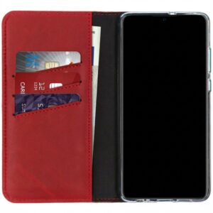 Selencia natūralios odos atverčiamas dėklas, skirtas Huawei P30 – raudonas