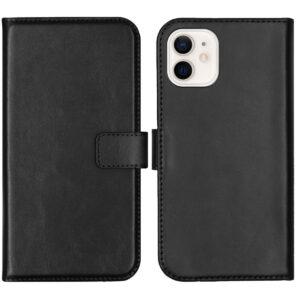Selencia natūralios odos atverčiamas dėklas, skirtas iPhone 12 Mini – Juodas