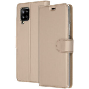Accezz piniginės tipo TPU atverčiamas dėklas, skirtas Samsung Galaxy A42 – auksinis