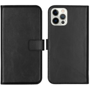Selencia natūralios odos atverčiamas dėklas, skirtas iPhone 12 (Pro) – juodas