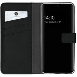 Selencia natūralios odos atverčiamas dėklas, skirtas Samsung Galaxy A32 (4G) – juodas