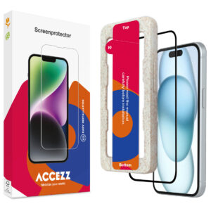 Accezz viso ekrano apsauginis grūdinto stiklo stiklas su aplikatoriumi, skirtas iPhone 15 Plus