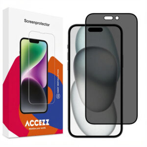 Accezz privatumą saugantis grūdinto stiklo ekrano apsauginis stiklas, skirtas iPhone 14 Pro / 15 / 16