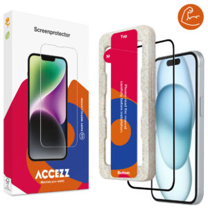Accezz trigubo stiprumo „Full Cover“ apsauginė plėvelė su aplikatoriumi, skirta iPhone 14 Pro Max / 15 Plus / 16 Plus – skaidri