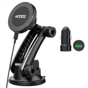 Accezz automobilinis telefono laikiklis - MagSafe - Belaidis įkroviklis - Universalus - Prietaisų skydeliui ir priekiniam stiklui - Juodas