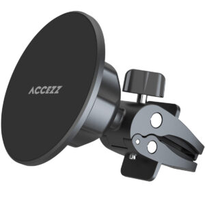 Accezz automobilinis telefono laikiklis - MagSafe - Su magnetiniu žiedu - Tvirtinamas prie ventiliacijos grotelių - Juodas