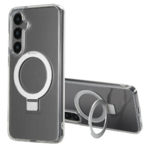 Accezz nugarėlė su žiedu-stovu ir MagSafe funkcija, skirta Samsung Galaxy S24 Plus – skaidrus