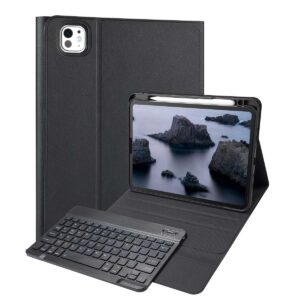 Accezz „Bluetooth“ klaviatūros dėklas su atlenkiamu dangteliu, skirtas iPad Pro 11 (2025) M5 / (2024) M4 – QWERTZ / DE – Juodas