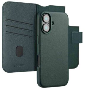 Accezz 2-in-1 atverčiamas odinis dėklas su MagSafe, skirtas iPhone 16 – Cedar Green