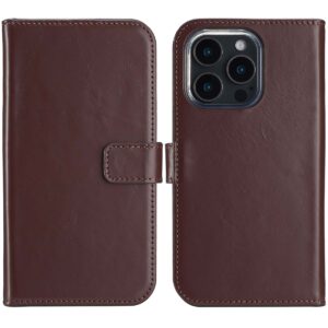 Selencia natūralios odos atverčiamas dėklas, skirtas iPhone 16 Pro Max – rudas