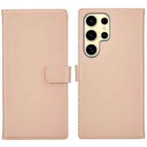 Selencia natūralios odos atverčiamas dėklas, skirtas Samsung Galaxy S25 Ultra – Dusty Pink