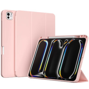 Accezz išmanusis silikoninis atverčiamas dėklas, skirtas iPad Pro 11 (2025) M5 / (2024) M4 – rožinis