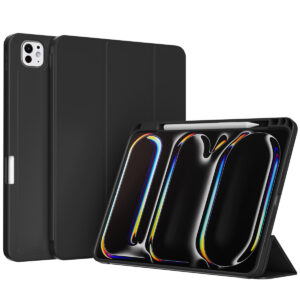 Accezz išmanusis silikoninis atverčiamas dėklas, skirtas iPad Pro 11 (2025) M5 / (2024) M4 – juodas