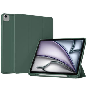 Accezz išmanusis silikoninis atverčiamas dėklas, skirtas iPad Air 13 colių (2026) M4 / (2025) M3 / (2024) M2 – tamsiai žalias