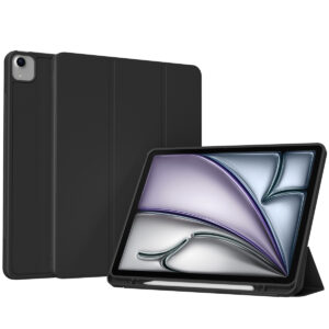 Accezz išmanusis silikoninis atverčiamas dėklas, skirtas iPad Air 13 colių (2026) M4 / (2025) M3 / (2024) M2 – Juodas